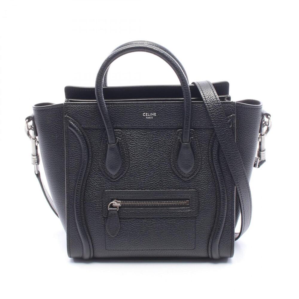 Celine Luggage Nano Shopper 2-Way Handbag, Leather, Women's, Black